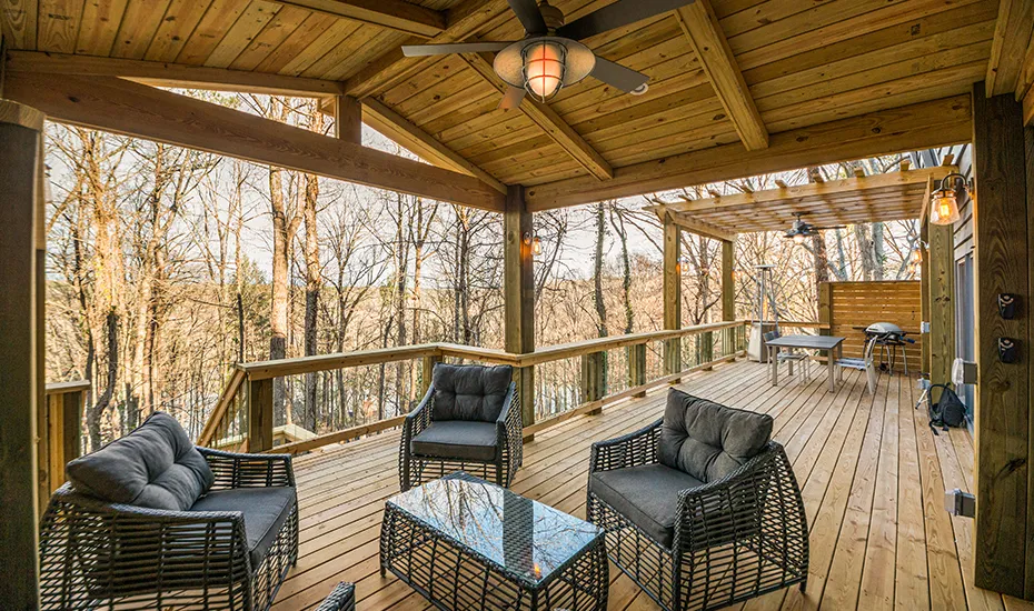 Attached Deck Design with Patio