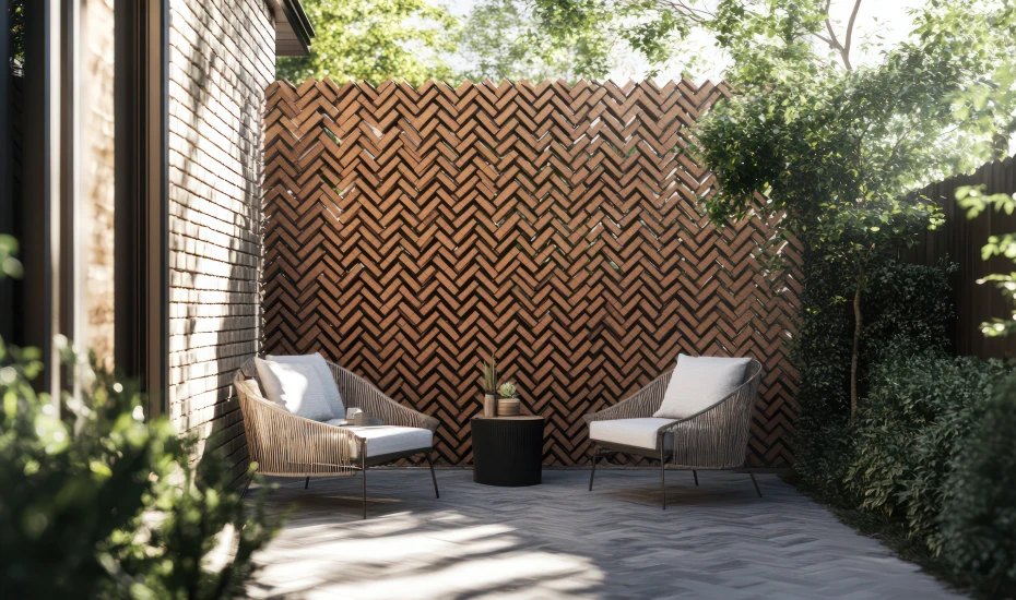 Outdoor Patio Design with Accent Wall 