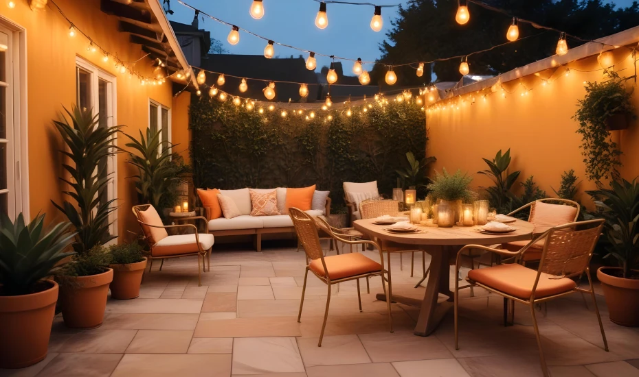 Patio Design with String Lights