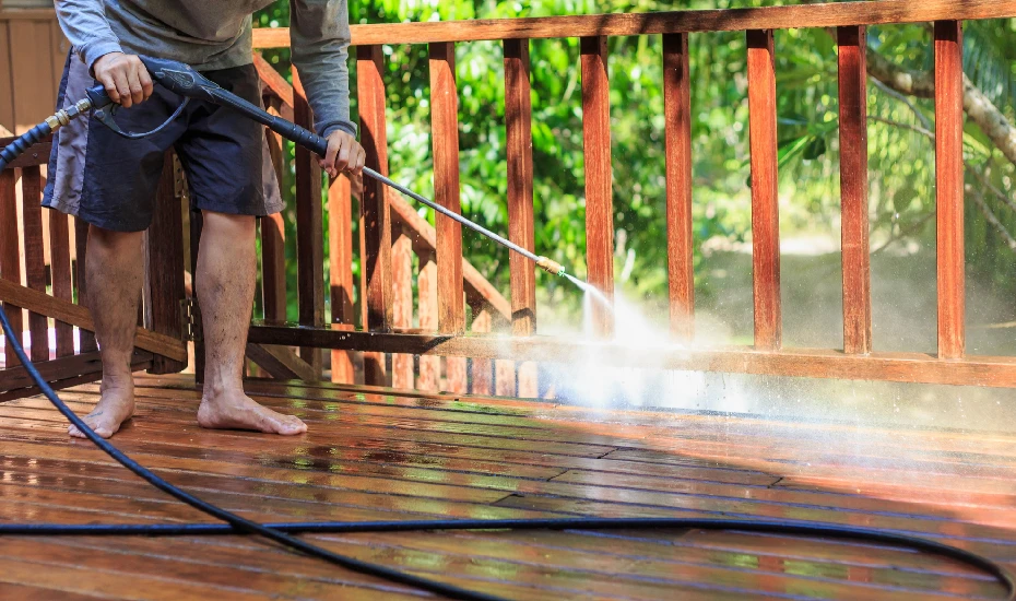 Deck Cleaning with Water Pressure