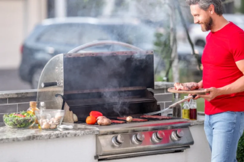 Outdoor Kitchen with BBQ and Grill