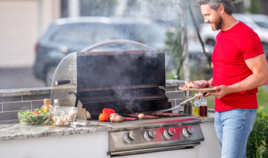 Outdoor Kitchen with BBQ and Grill