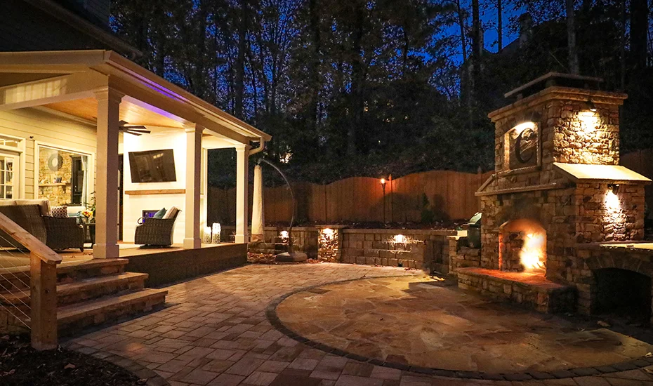 Outdoor Lighting Ideas with backyard Fireplace