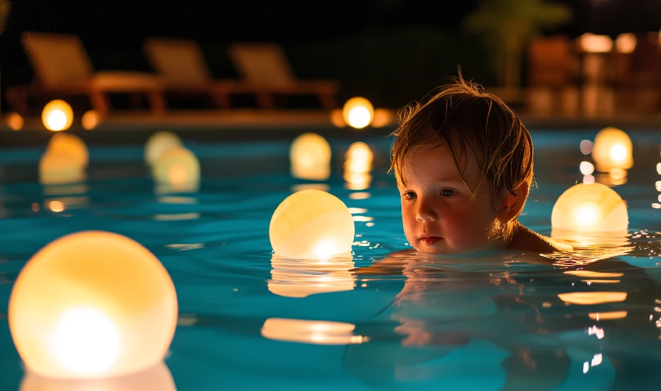 Outdoor Pool Ideas with Floating Lights