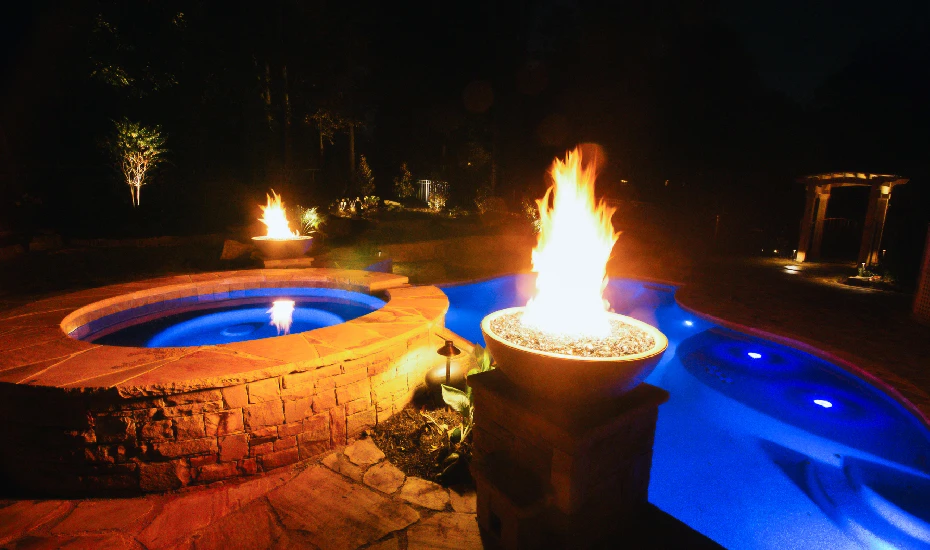 Outdoor Pool Lighting Ideas With Fire Pits